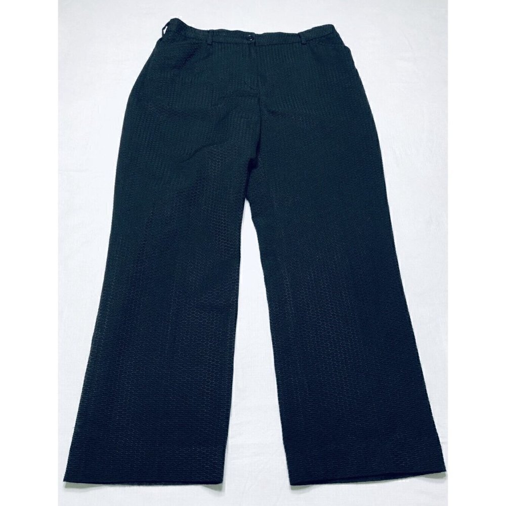 Zanella Womens Size 12 Emily Pants Straight Leg Textured Trousers Black